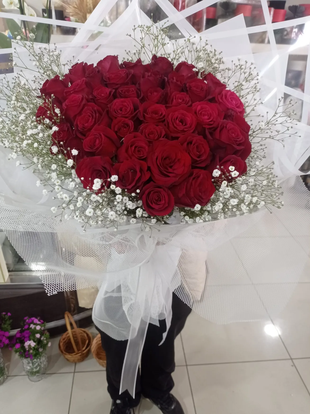 Cipsofilyalı Kırmızı Gül Buketi - Malatya Çiçekçi By Soydan