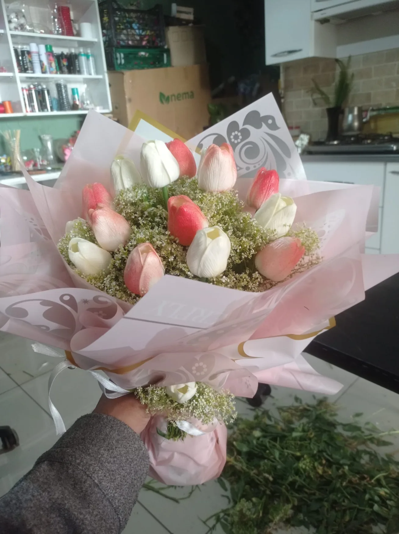 Pembe ve Beyaz Gül Buketi - Malatya Çiçekçi By Soydan (2)